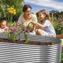 2 Pack Tall 8x4FT Corrugated Galvanized Steel Raised Garden Bed Outdoor, Oval Raised Beds for Gardening, Metal Above Ground Garden Bed for Vegetables and Flowers, 8x4FTx16inch