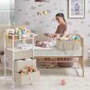 Modanais Baby Diaper Caddy Organizer Cart with Drawers - 3In1 Rolling Storage Cart with Wheels, Removable Diaper Caddy, Detachable Dividers - for Crib, Bedroom, Art & Craft Organizer (Off White)