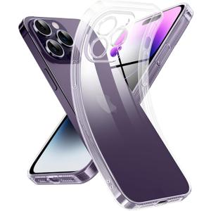 Supdeal Crystal Clear Case for iPhone 14 Pro, [Not Yellowing] [Camera Protection] [Military Grade Drop Tested] Shockproof Protective Phone Case Soft Silicone Slim Cover, 6.1 inch, Transparent