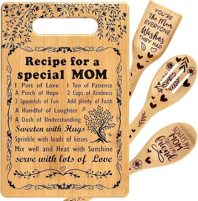 Mothers Day Mom Gifts for Mom Birthday Easter Gifts from Daughter Son | I Love Best Mom Ever New Single Moms Cool Christmas Valentines Present from Daughter Cutting Boards Unique Mom Gift