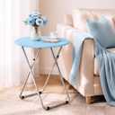 TV Tray Table, Folding TV Trays Set Table on Couch, Round&Blue, 2 PCS