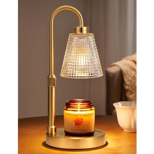 Innqoo Gold Candle Warmer Lamp with Timer, Dimmable Candle Warmer for Jar Candles, Height Adjustable Wax Melts Warmer, Birthday Gifts for Women Mom, House Warming Gifts New Home Decor