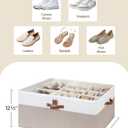 StorageWorks Shoe Organizer for Closet, Fits up to 24 Pairs, Shoe Cubby Storage Containers with Adjustable Dividers and Clear Cover, Brown & White