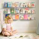 Upsimples 6 Pack Acrylic Shelves for Wall Storage, 15" x 4 Floating Bookshelves for Kids, Display Shelf Organizer for Bathroom, Bedroom, Living Room, Kitchen, Room Decor, Clear