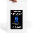 14" x 24" Large Reclosable Plastic Zip Bags, 10 Count | 6 Mil Heavy-Duty Clear Poly Bags, Resealable for Food, Clothes, Hardware, Home & Garage Storage