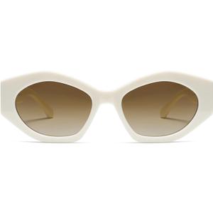 SOJOS Trendy Hexagonal Polarized Sunglasses for Womens Mens,Retro Polygon Shades Plastic Frame Sun Glasses SJ2307 (Beige)