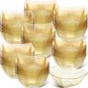 Sliner 100 Pcs Square Plastic Bowls 8 oz Plastic Serving Bowls Disposable Chip Bowls for Parties Snack Fruit Candy Containers for Candy Buffet Salad Bar Buffet Containers Party Supplies (Gold Glitter)