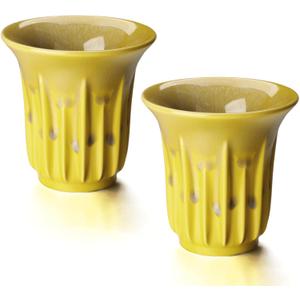 Espresso Cups Set of 2,Ceramic Coffee Cup 5oz Double Walled Demitasse Cups Espresso Cup for Espresso Machine (Yellow)
