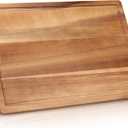 17" Best Solid Acacia Wood Cutting Boards for Kitchen Meat Large Wooden Charcuterie Board Food Non Toxic Hardwood Chopping Boards with Juice Groove Thick Butcher Block Big Bread Serving Cheese Board