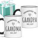 Promoted to Grandma & Grandpa Est 2027 Mug Set - Grandparents Mug - Pregnancy Reveal Mugs - Grandparents Baby Announcement Birthday Gift