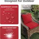 PatioGlow Outdoor Seat Cushion Set 24 x 24 x 4 Inch, Waterproof & Fade Resistant Patio Furniture Cushions with Removable Cover and Ties, Thick Deep Seating Pads for Outside Chair Sofa Couch, Red