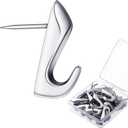 Hotop 15 Pieces 20 Lbs Pin Hooks Push pin Hangers Metal Hooks Picture Hanging Nails for Home Office Wooden or Fabric Wall(Silver)