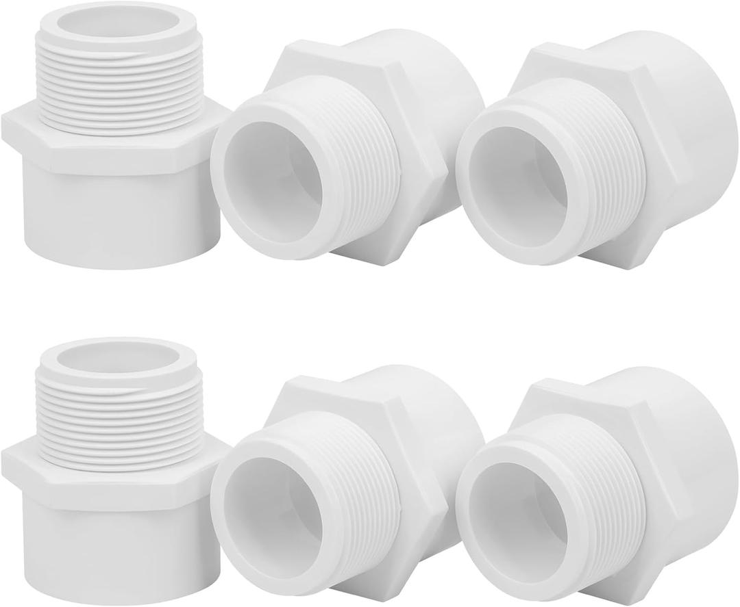 6Pack 1-1/2" PVC Male Adapter Pipe Fittings (Socket x Male Pipe Thread) Furniture Grade SCH40 2-Way 1.50" PVC Coupling Pipe Connectors for Plumbing Water Line