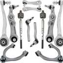 Front Supension Control Arm Kit Compatible With Mercedes Benz C E Class W205 A205 C205 S205 W213 A238 C238 C257 Upper and Lower Control Arm, Sway Bar Link, Outer & Inner Tie Rod Ends