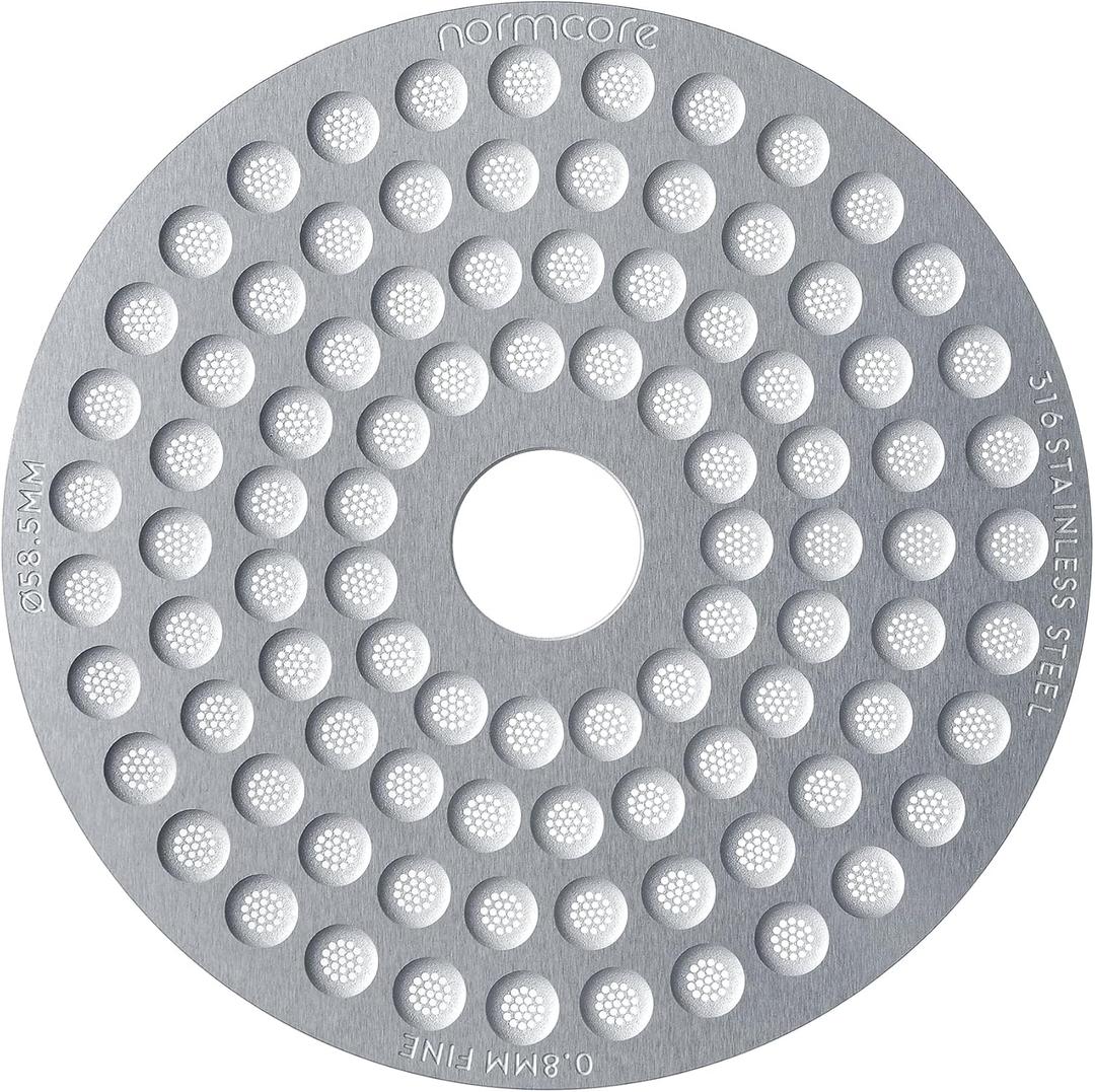 Normcore 58.5mm Espresso Puck Screen with Round Hole, Ultra-Slim 0.8mm Thickness Coffee Filter, 316 Stainless Steel Reusable Coffee Ground Filter Suitable for La Marzocco/Gaggia (Silver)