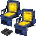 VIVOHOME 35W Padded Heating Stadium Seats with 20000mAh Power Bank, 2 Pack Heated Bleacher Chairs with Back Support, 3 Levels of Heat, Comfortable for Various Sports Events