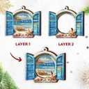 2 x Wooden Beach Ornaments for Christmas Tree 2025 - Beachy Ornaments, Beach Themed Gifts for Women Men - Ocean Gift, Beachy Gifts for Family, Friends - Coastal Nautical Holiday House Decor