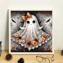 JFYHAB Halloween Diamond Art Kits for Adults-Ghosts Diamond Art Kits for Adults, 5D Diamond Art of Bat and FlowerDIY Full Drill Diamond Painting Gem Art and Crafts,Home Wall Decor 12x12 Inch