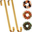 MCFULL 12 in Wreath Hangers for Front Door,Sturdy Metal Wreath Doors Hangers,Over The Door Hooks for Front Porch Decor,Gold Garland Hooks Holders for Halloween Christmas Decorations,2 Packs