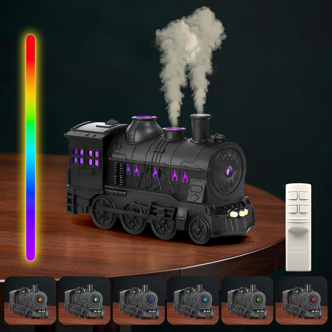 Train Humidifier Aroma Diffuser, 300ml Cool Mist Quiet Aromatherapy Diffuser for Essential Oils, Train Diffuser for Large Rooms, Bedrooms or Desks