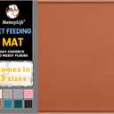 MateeyLife Silicone Cat & Dog Food Mat for Floors Waterproof, Anti-Slip Dog Bowl Mats for Food and Water, Pet Feeding Mats with Lip to Prevent Spills, Pet Placemat for Messy Drinkers to Protect Floors (18''12'', Brown)