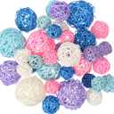 Patelai 36 Pcs Wicker Rattan Balls Decorative Balls for Vase Centerpiece Bowls Orbs Filler for Home Decor,4 Sizes(White, Pink, Green, Grey, Blue)