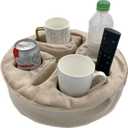 Xchouxer Couch and Bed Cup Holder Pillow, Sofa Organizer Caddy for Drinks, Remotes, Phones, Snacks (Beige)