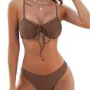 ZAFUL Women High Cut Bikini Sets String Sexy Swimsuit Two Piece Underwire Bathing Suit Brazilian Cheeky Cut Out Cute Swimwear Size L