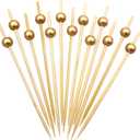 BLUE TOP Gold Pearl Cocktail Picks 4.7 Inch 200 PCS for Food Appetizer/Fruit/Cakes/Cheese/Burgers, Decorative long toothpicks for Parties, Bar, Event, Hotel, July 4th