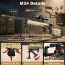 Sosuy Building Block Gun Sets, M24 1:1 DIY Shootable Sniper Model Guns Army Toys for Adult Teen Boys, Birthday Gifts for Men Kids Age 8+, Realistic Bricks Collection for Military Fan 1380PCS