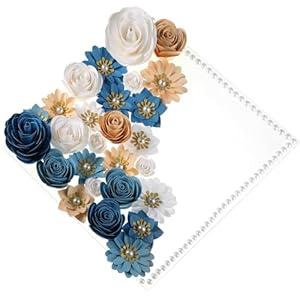 Thiccywoov 43 Pcs Graduation Cap Decorations Kit Includes Artificial Flowers Faux Flower Heads 3D Butterfly Stickers Pearl Rhinestones Glitter Stickers for Grad Cap Topper DIY Graduation Gift(Blue)