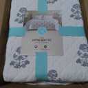 2 x Martha Stewart - Twin Quilt Set, 100% Cotton Reversible Bedding Set, Incredibly Soft Feel for Year Round Comfort, 2 Piece Bed Set with Matching Pillowcase (Flower Block Print Blue)