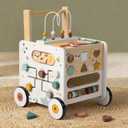 Wooden Baby Walker, Activity Cube Push Walker for Boys and Girls, Toddler Montessori Learning to Walk Toy with Adjustable Speed