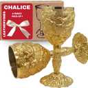Chalice Goblet glasses Wine Cup Gold Plated brass Medieval Dungon Dragon King Aurthur for Drinking Beer Cocktail Table or Communion for Royal Gift 6 oz Pack of 1