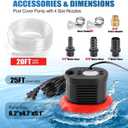 FIDISP Pool Cover Pump, 850 GPH Water Pump for Pool Draining With 4 Hose Adapters, 20 FT Drain Hose, 25 FT Power Cord, Pool Cover Pumps Above Ground for Drainage of Pool Covers, Ponds and Tubs(Red)