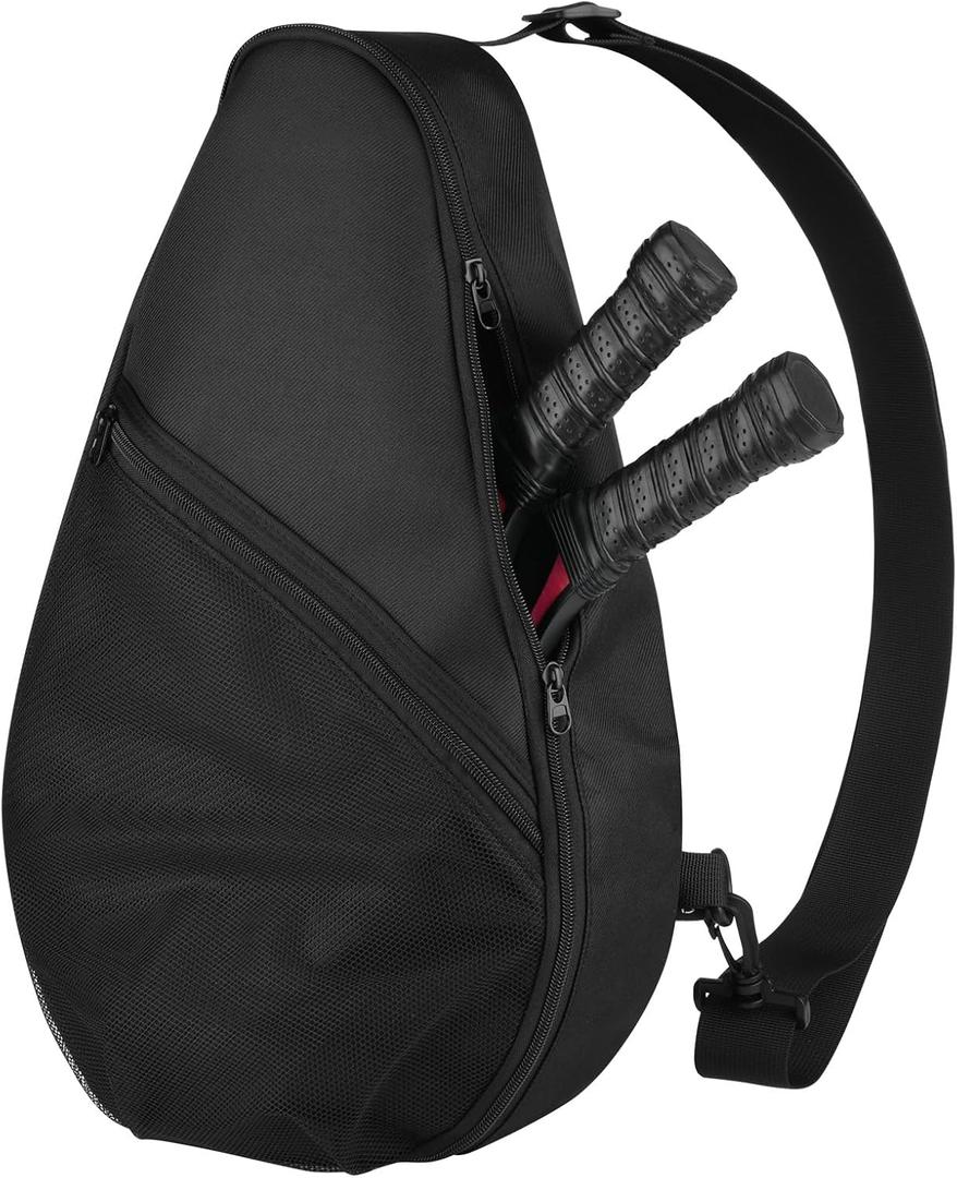 Cosmos Padel Racket Bag Pickleball Paddle Sling Backpack Padel Racquet Storage Bag, Padel (Paddel Tennis) Equipment Carrying Bag with Mesh Pocket for 2 Paddles Ball Water Bottle & Accessory (Black)
