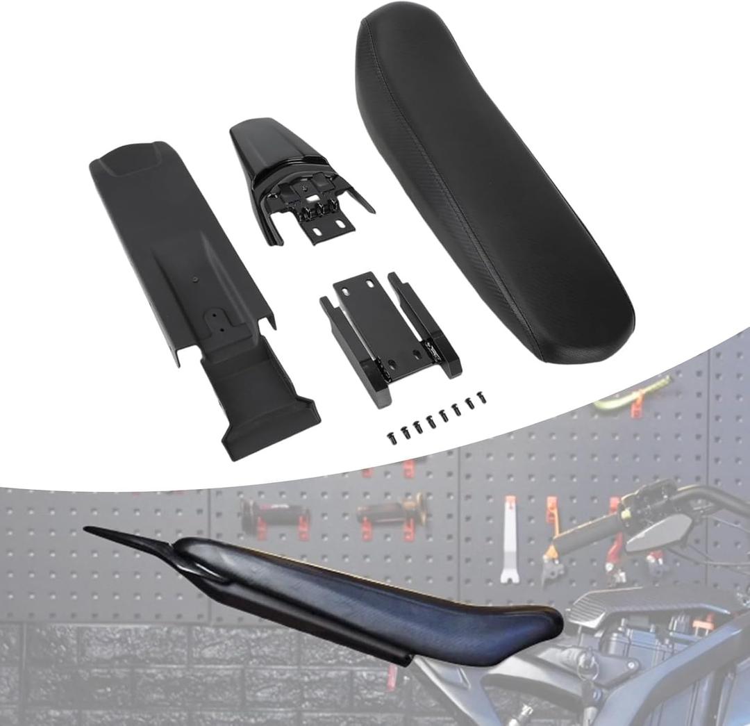 Extended Seat with Fender Kit for Surron Light Bee,21'' Cushion + Inner Fender + Rear Fender with Metal Brackets for Dirt Bike Surron Light Bee S and X - Black