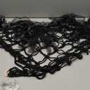 Stuffed Animal Hammock with LED Lights - 59 Inch Large Toy Storage Net for Kids Bedroom, Wall-Mounted Plush Organizer with Wooden Rings, Nursery Decor (Handwoven, Black)