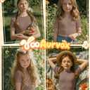 YooAurvox Girls Ribbed Short Sleeve T-Shirt, Mocha, 7-8 Years