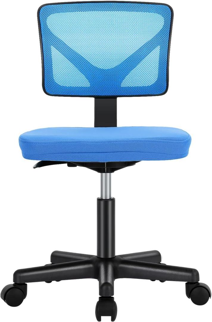 Sweetcrispy Office Chair, Ergonomic Low-Back Mesh Rolling Work Swivel Chairs with Wheels, Armless Comfortable Seat Lumbar Support for Home, Bedroom, Study, Student, Adults,Classic Blue