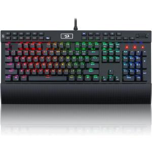 Redragon K550 RGB Gaming Keyboard, 104 Keys + 12 Macro G Keys Wired Mechanical Keyboard w/Aluminum Top Plate, Custom Clicky Purple Switch, Extra USB Port & Wrist Rest (Black)