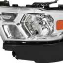 Left Driver Side Headlight Assembly Compatible with Dodge Ram 1500 20192023, Chrome Housing Halogen Headlight Replaces 68316081AJ, CH2502329