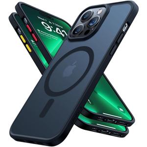 TORRAS Magnetic Guardian Designed for iPhone 14 Pro Max Case [Military Grade Drop Tested] [Compatible with MagSafe] Slim Translucent Matte Case for iPhone 14 Pro Max Phone Case 6.7", Mystic Black