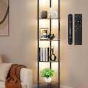 5 Tier Corner Shelf with LED Light, Touch & Remote Control, Dimmable Narrow Corner Bookshelf with 3 Color Temperature, 1-Hour Timer, Display Shelves for Living Room, Bedroom (Rustic Brown)