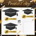 2 x Fuutreo 120 Pcs Glitter Grad Caps Cutouts with 120 Glue Points, 6 inch, 4 inch, 3 inches Graduation Caps Glitter Confetti Class of 2025 Paper Tags for DIY Craft Bulletin Board School Supplies(Black)