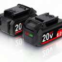 2Pack 6.0Ah Lithium Battery for Skil 20V Battery BY519601 BY519603 BY519702 Compatible with Skil PWRCORE 20V Battery