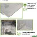 A&E Cage Co 504 Flight Bird Cage for Finches & Parakeets, 30"x18"x18" White | 2 Slide-Up Feeder Doors, Wood Perch, Slide-Out Cleaning Tray, Carry Handle, Safe Bar Spacing for Small Birds