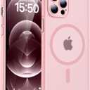 TOCOL Magnetic for iPhone 12 Pro Max Case, Upgraded Full Camera Protection, Compatible with Magsafe, Drop Protection, Translucent Matte Back Bumper Phone Cover 6.7-InchPink