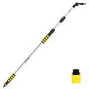 POOPLE 12ft (20ft Reach) Gutter Cleaning Tools from The Ground, Telescoping Rain Gutter Cleaner Tool, 270° Rotatable Gutters Cleaning Wand, Gutters Cleaning Hose Attachment & Connection Adapter