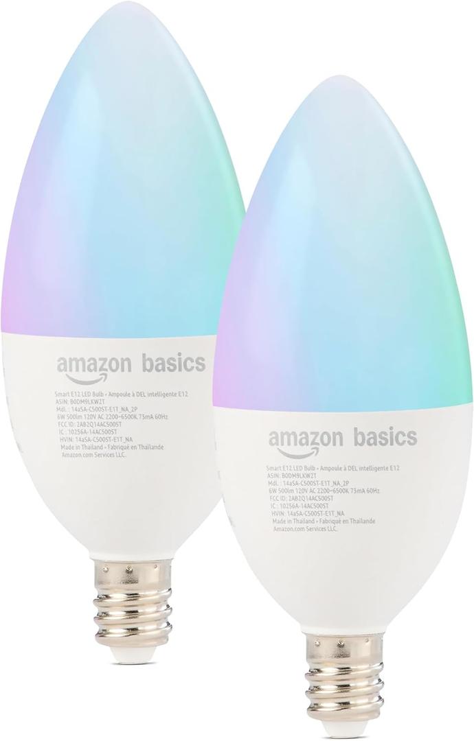 Amazon Basics Smart Recessed 5/6 Inch Downlight, Color Changing, Works with Alexa only, 2.4GHz WiFi, 4 Pack